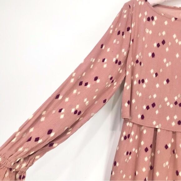 Orange Creek LA Gliks Mauve Pink Modest Diamond Print Long Sleeve Dress NEW - Picture 5 of 16